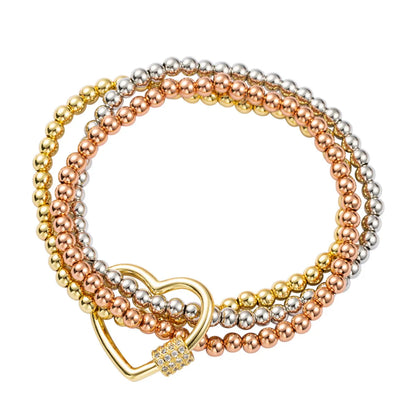 European And American Fashion Trend Hip-Hop Style Copper Micro-Inlaid Zircon Three-Piece Elastic Bracelet