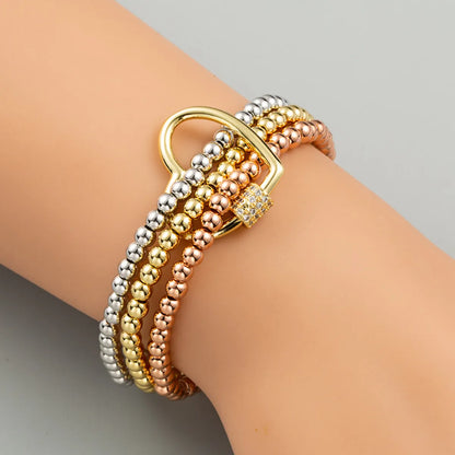 European And American Fashion Trend Hip-Hop Style Copper Micro-Inlaid Zircon Three-Piece Elastic Bracelet