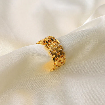 European And American Fashion Trend Open Ring 18k Gold-plated Stainless Steel Ring