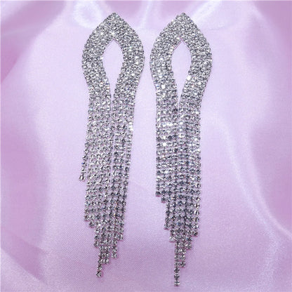 European And American Female Zircon Earrings Simple Long Tassel Pendant Earrings