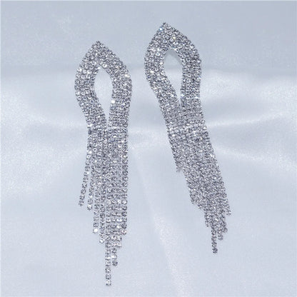 European And American Female Zircon Earrings Simple Long Tassel Pendant Earrings