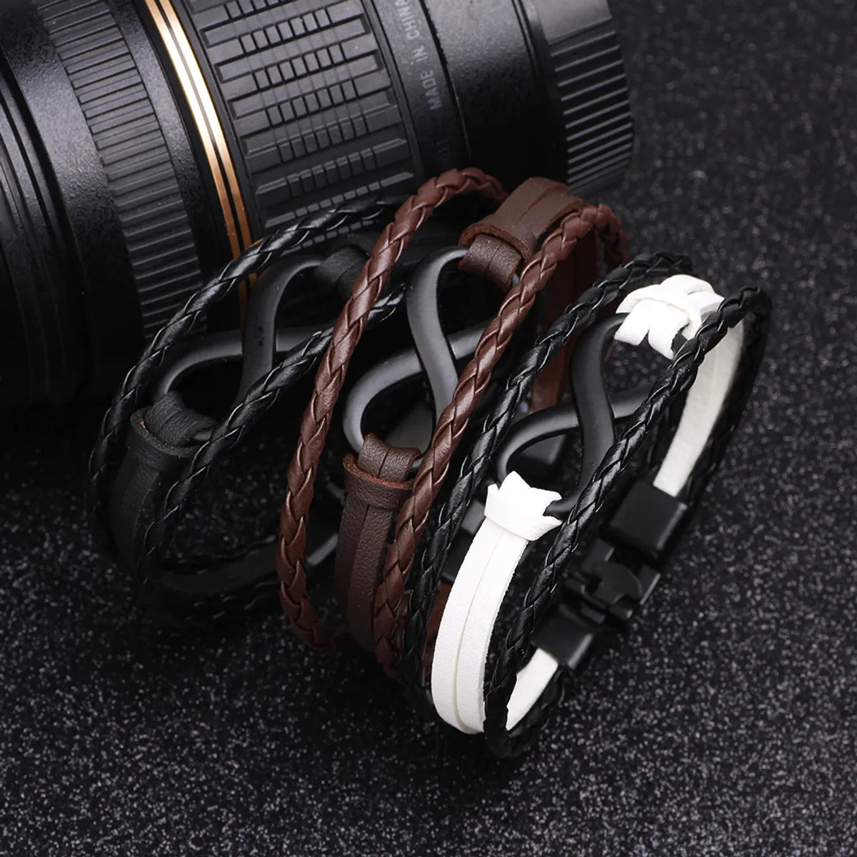 European And American Figure Eight Leather Bracelet Pu Leather Braided Rope Bracelet