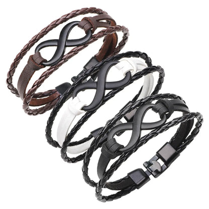 European And American Figure Eight Leather Bracelet Pu Leather Braided Rope Bracelet