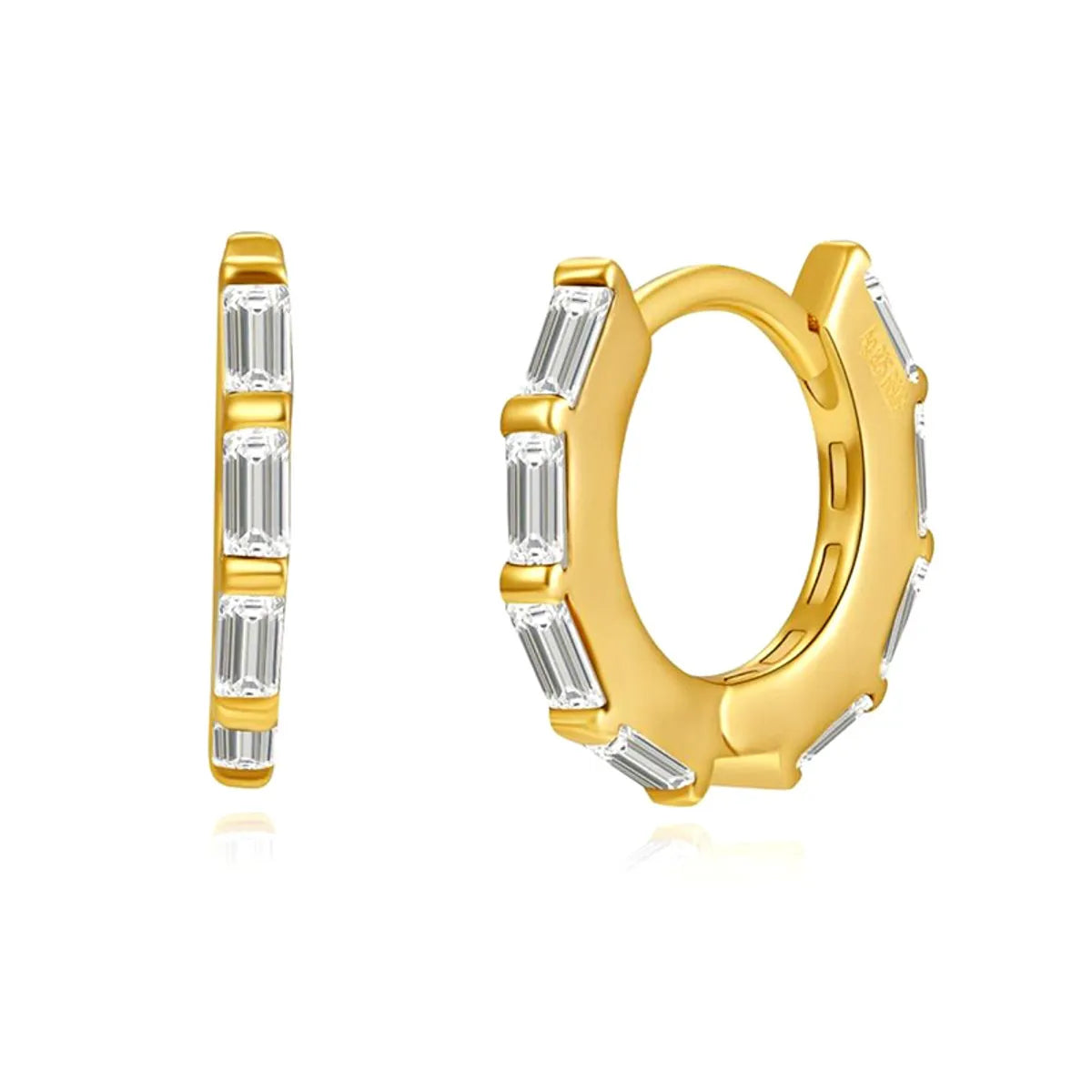 European And American Geometric Simple Octagonal Square Zircon Ear Buckle