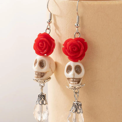 European And American Halloween Skull Spray Paint Bow Earrings