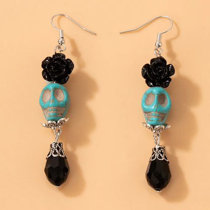 European And American Halloween Skull Spray Paint Bow Earrings