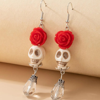 European And American Halloween Skull Spray Paint Bow Earrings