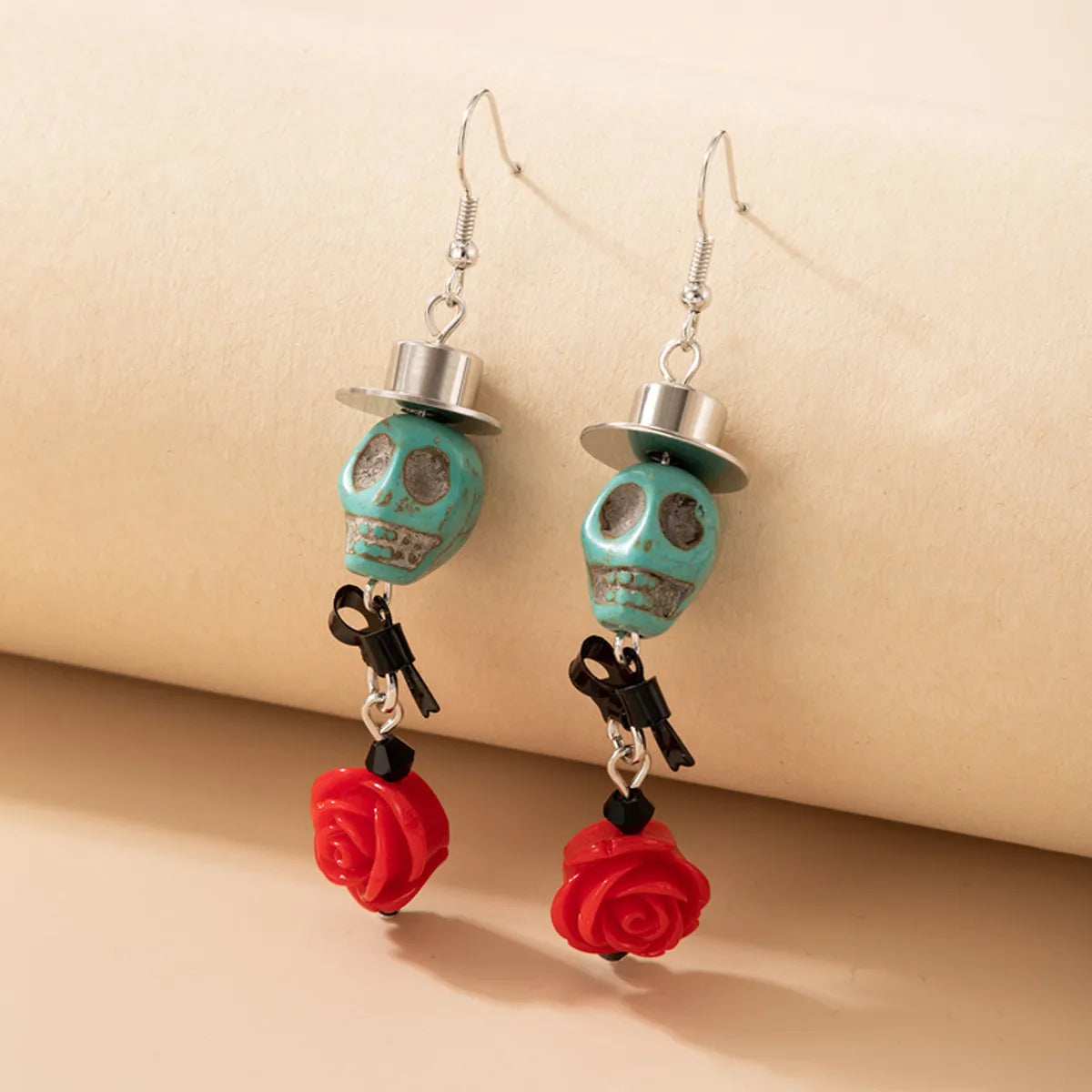 European And American Halloween Skull Spray Paint Bow Earrings