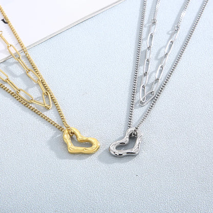 European And American Heart Multi-layer Chain Necklace Retro Pendant Sweater Chain