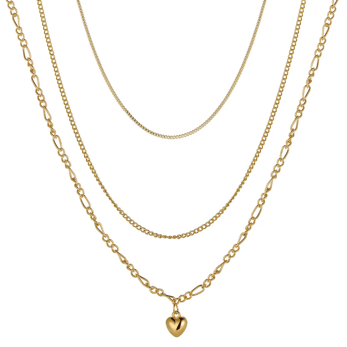 European And American Heart Pendant Multi-layered Clavicle Chain