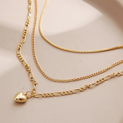 European And American Heart Pendant Multi-layered Clavicle Chain