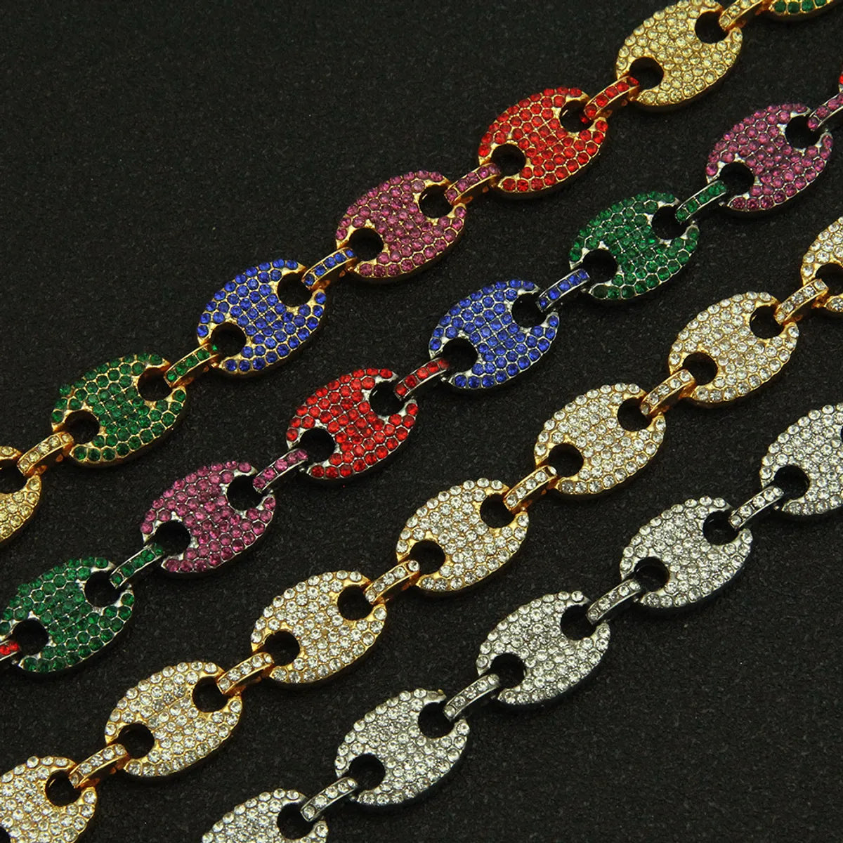 European And American Hip Hop Colored Diamond Pig Nose Bracelet Wholesale