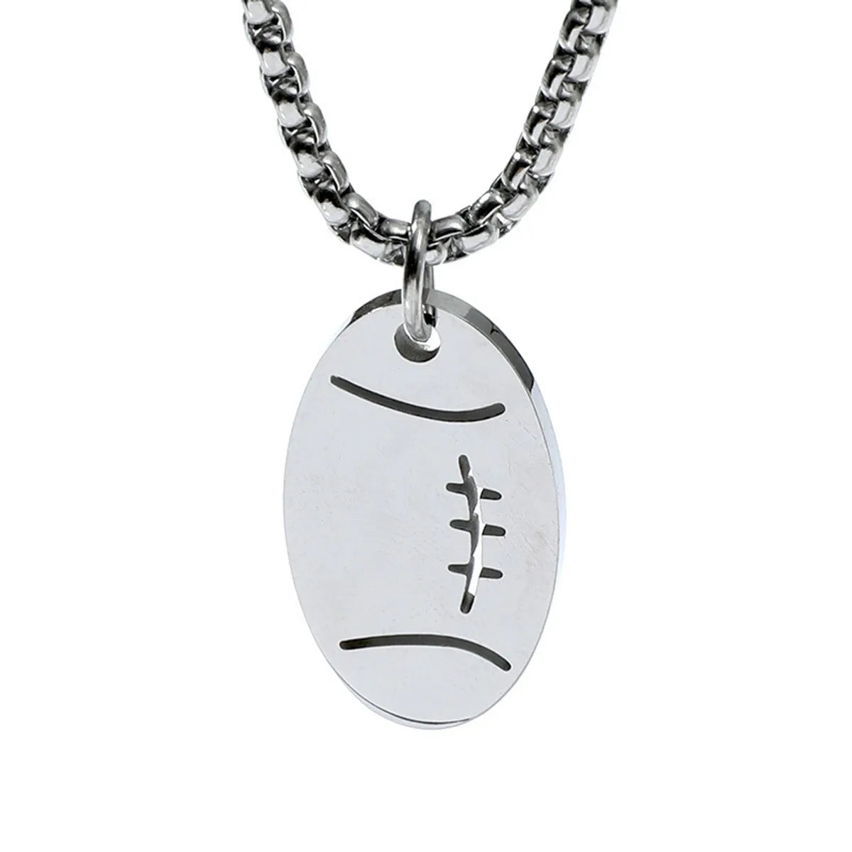 European And American Hip Hop Stainless Steel Chain Rugby Pendant Necklace