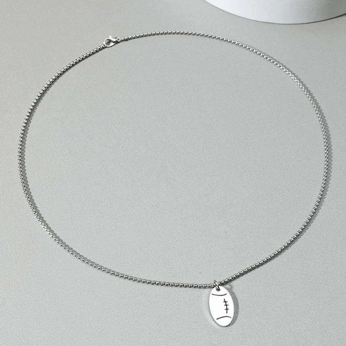 European And American Hip Hop Stainless Steel Chain Rugby Pendant Necklace