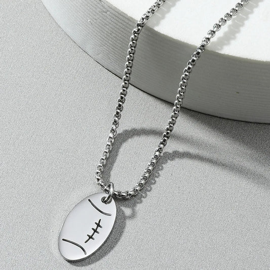 European And American Hip Hop Stainless Steel Chain Rugby Pendant Necklace