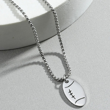 European And American Hip Hop Stainless Steel Chain Rugby Pendant Necklace