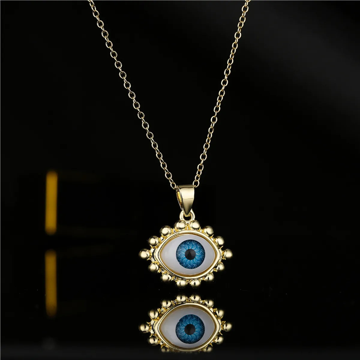 European And American Hot Sale New Copper Plated 18k Gold Lucky Eye Pendant Necklace