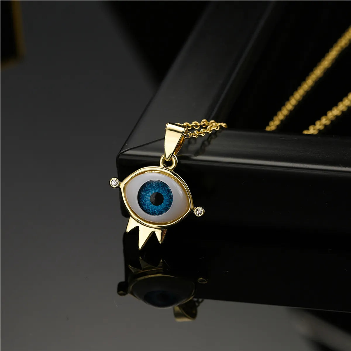 European And American Hot Sale New Copper Plated 18k Gold Lucky Eye Pendant Necklace