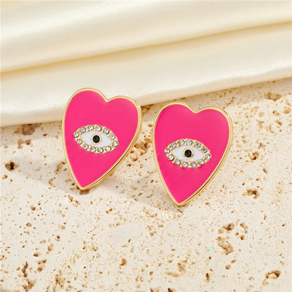 European And American Jewelry Personality Peach Heart-Shaped Eyes Diamond Earrings Creative Earrings