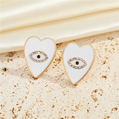 European And American Jewelry Personality Peach Heart-Shaped Eyes Diamond Earrings Creative Earrings