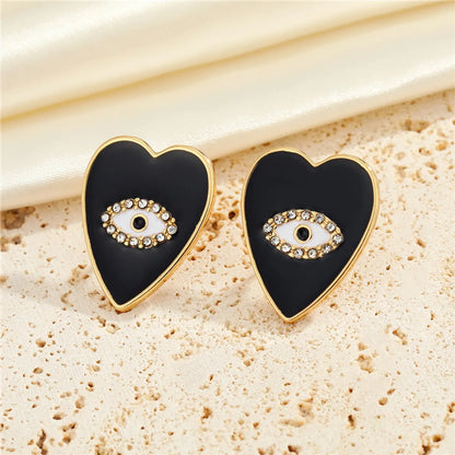 European And American Jewelry Personality Peach Heart-Shaped Eyes Diamond Earrings Creative Earrings