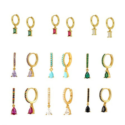 Fashion Geometric Plating Metal Artificial Gemstones Earrings