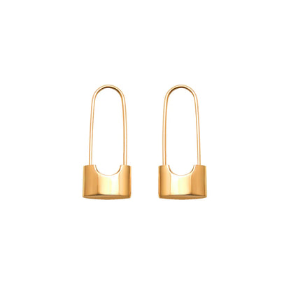 Lady Geometric 304 Stainless Steel No Inlaid 18K Gold Plated Earrings