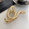 Metal Irregular Geometric Letter Hairpin Back Head Updo Shark Clip Personality Trendy Fashion Hair Accessories For Women