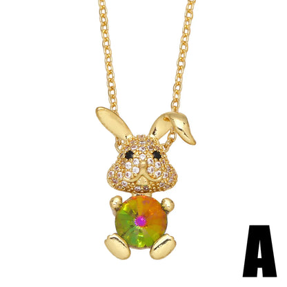 European And American Micro-Inlaid Color Zircon Sunflower Rabbit Copper Clavicle Chain