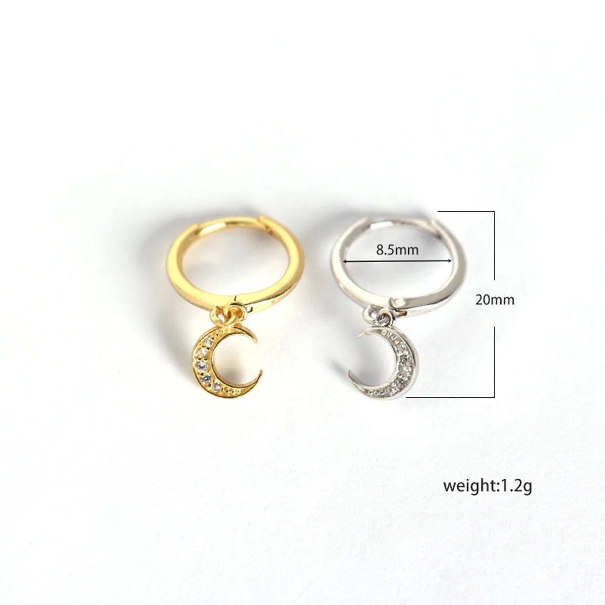 European And American Moon Ear Buckle S925 Sterling Silver Crescent Diamond Stacked Earrings