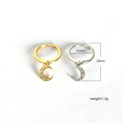 European And American Moon Ear Buckle S925 Sterling Silver Crescent Diamond Stacked Earrings