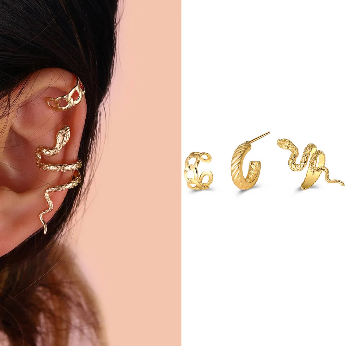 European And American New Creative Simple Women'S Snake-Shaped Earrings Wholesale