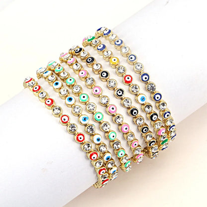 European And American New Fashion Copper Chain Inlaid Zircon Oil Dripping Devil's Eye Bracelet