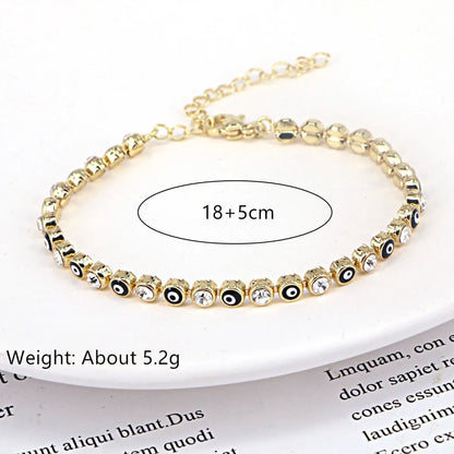 European And American New Fashion Copper Chain Inlaid Zircon Oil Dripping Devil's Eye Bracelet