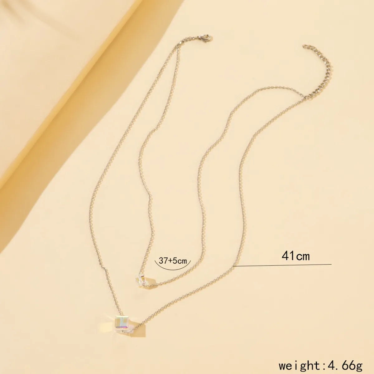 European And American New Fashion Square Heart Crystal Pendent Multilayer Necklace Wholesale