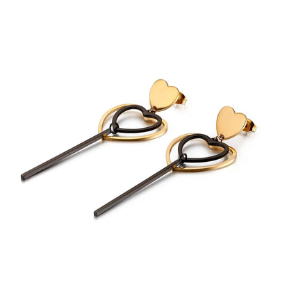 European And American New Earrings Women's Heart-shaped Long Earrings In Stock Wholesale Stainless Steel Fashion Simple Jewelry