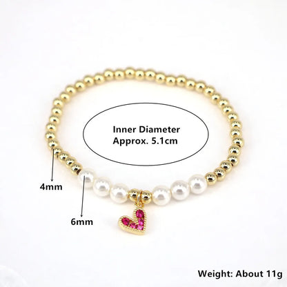 European And American New Pearl Heart-shaped Zircon Color Beaded Bracelet