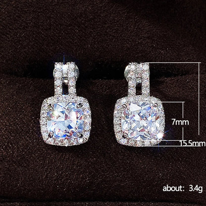 European And American New Simple Round Diamond Zircon Copper Earrings