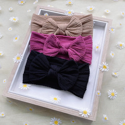 New Soft Twisted Nylon Children'S Hair Belt Baby Wide Edge Bow Stretch Headband Baby Hair Belt