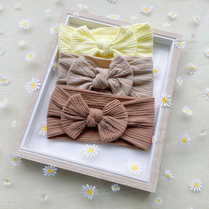 New Soft Twisted Nylon Children'S Hair Belt Baby Wide Edge Bow Stretch Headband Baby Hair Belt