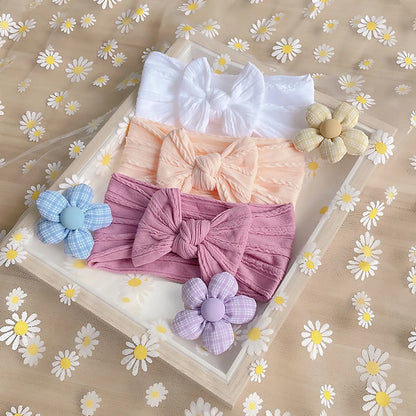 New Soft Twisted Nylon Children'S Hair Belt Baby Wide Edge Bow Stretch Headband Baby Hair Belt