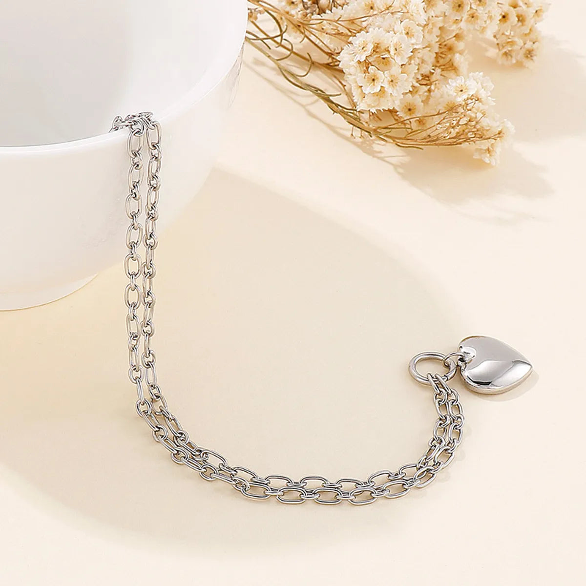 European And American Ot Buckle Heart Necklace Bracelet Heart-shaped O-chain Stainless Steel Suit