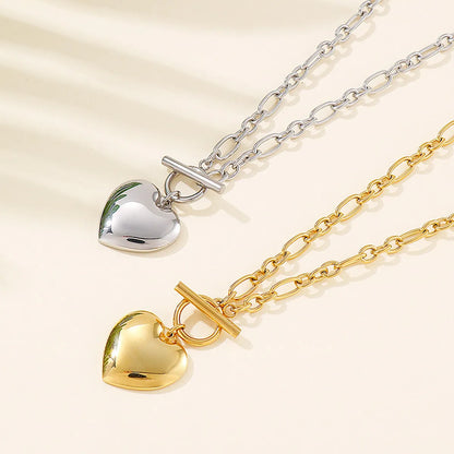 European And American Ot Buckle Heart Necklace Bracelet Heart-shaped O-chain Stainless Steel Suit