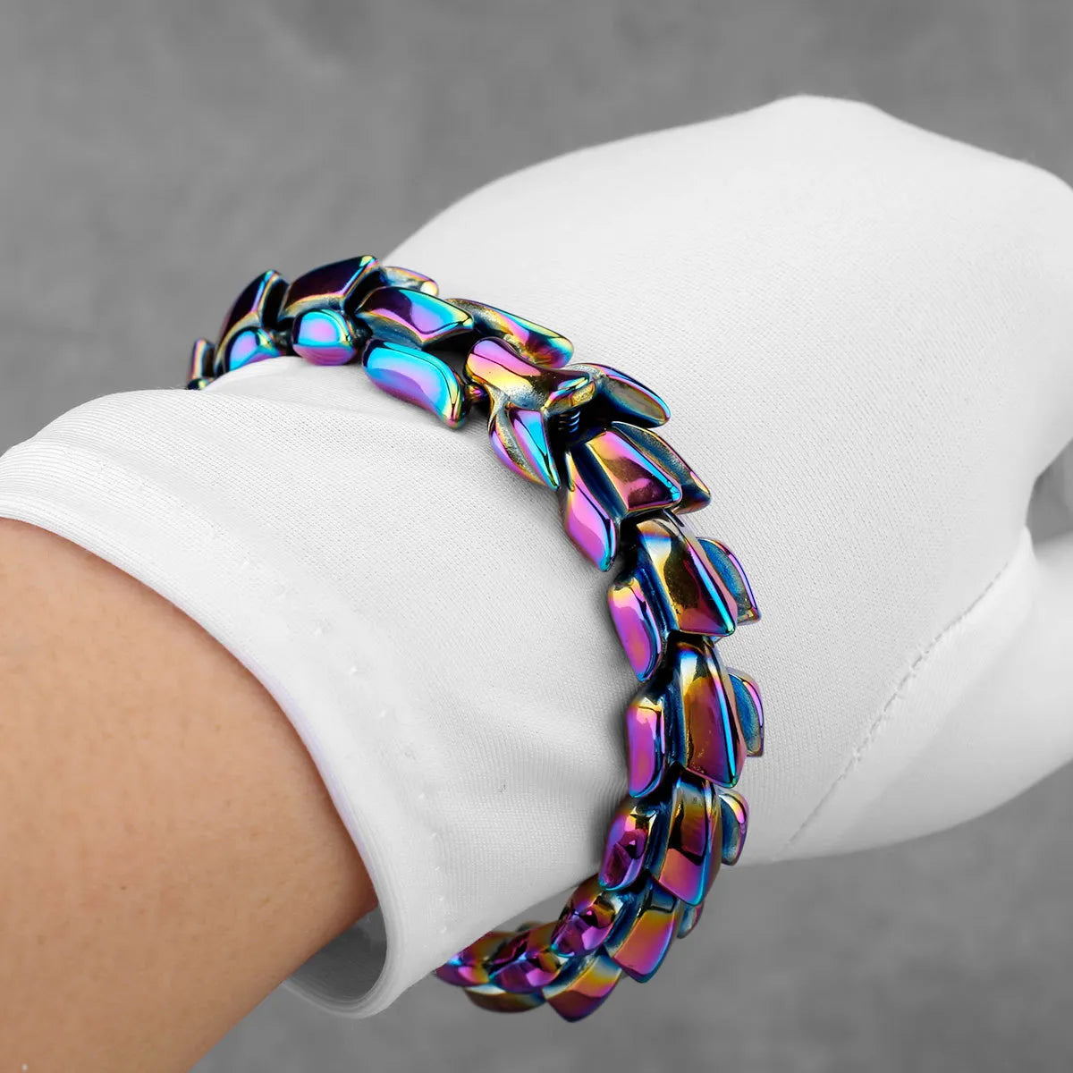 Punk Color Block Titanium Steel Polishing Bracelets