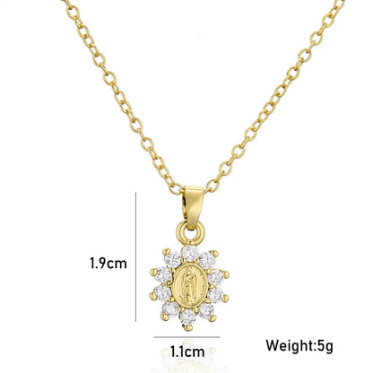 European And American Religious Jewelry Exquisite Copper Micro-inlaid Zircon Virgin Pendant Necklace