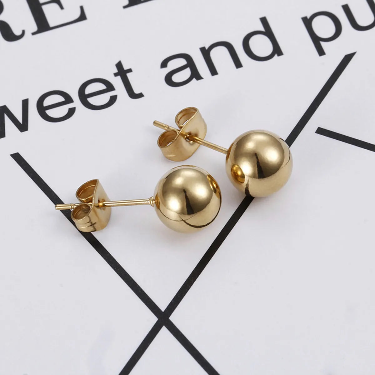 Earrings Wholesale Europe And America Cross Border Round Beads Titanium Steel Women's Stud Earrings Street Simplicity Titanium Steel Earring Accessories