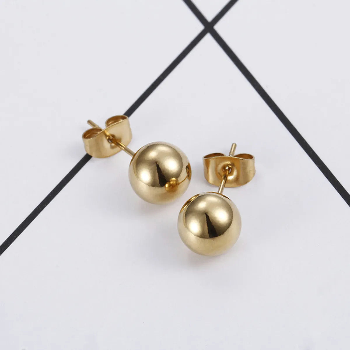 Earrings Wholesale Europe And America Cross Border Round Beads Titanium Steel Women's Stud Earrings Street Simplicity Titanium Steel Earring Accessories