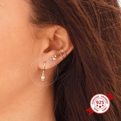 European And American Round Zircon Earrings Minimalist Fashion Geometric Retro Ear Buckle