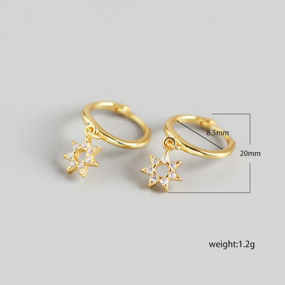 Yhe0161 European And American Ins Light Luxury S925 Sterling Silver Geometric Stars Diamond Minimalist All-match Ear Ring Ear Clips Earrings