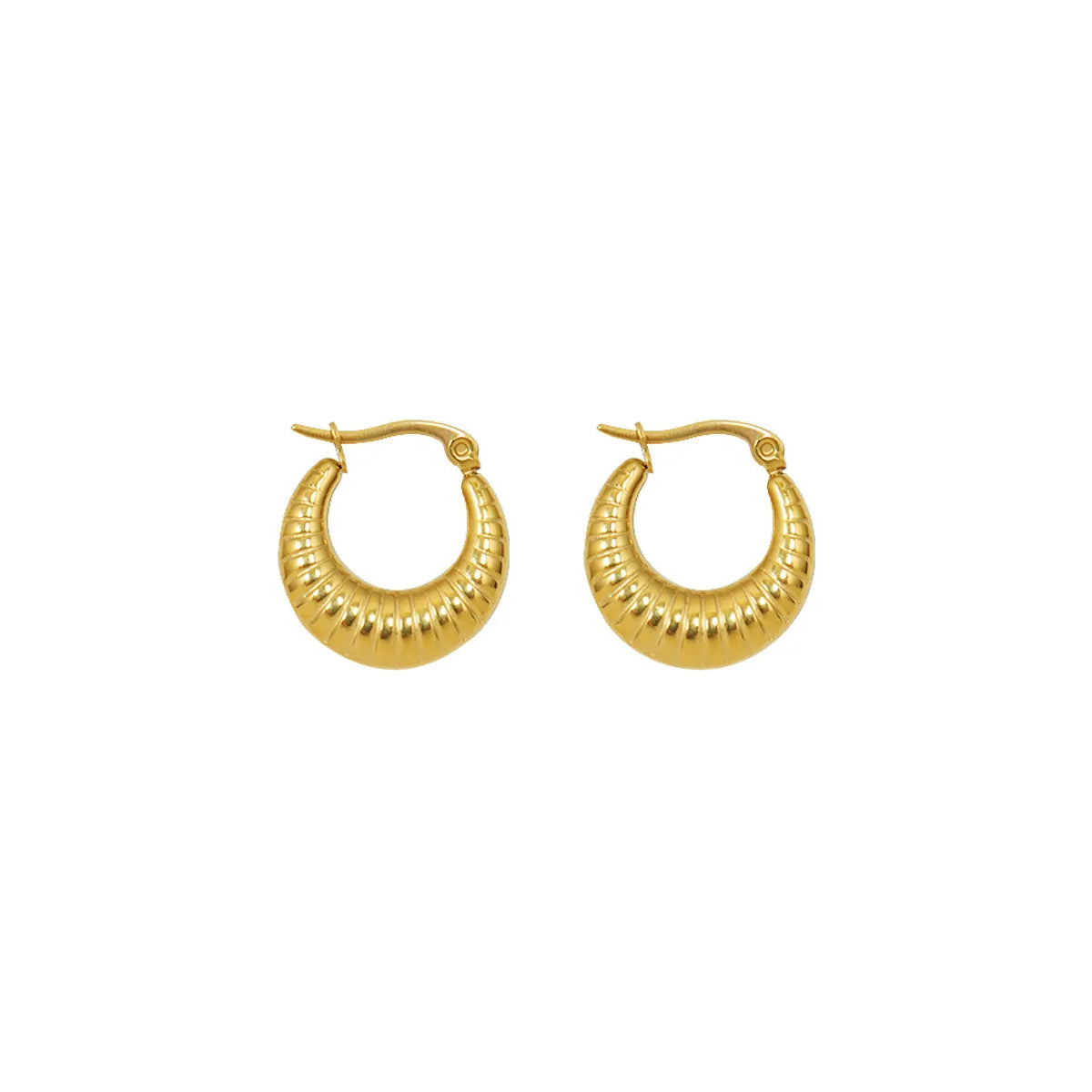 European And American Simple C-shaped Geometric Titanium Steel 18k Gold Plated Earrings